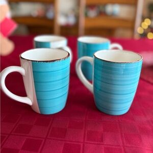Royal Norfolk turquoise swirl stoneware mugs